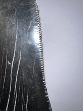 Load image into Gallery viewer, Large Megalodon Jet Black Fossil Shark Tooth 4.31 Inches Incredible Serrations! Not Repaired!