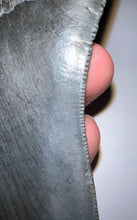 Load image into Gallery viewer, Huge Megalodon Jet Black Fossil Shark Tooth 4.89 Inches Fantastic Serrations! Not Repaired!
